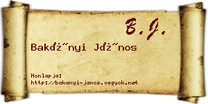 Bakányi János névjegykártya